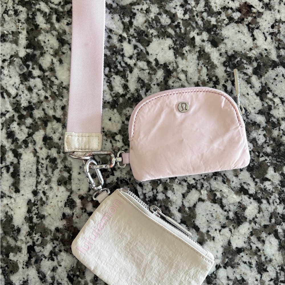 lululemon Light Pink card holder & nano belt bag keychain